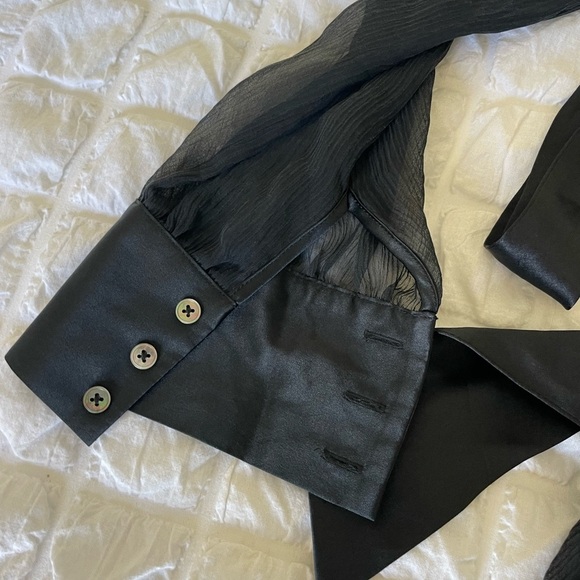 Banana Republic black silk waist tie mini dress - Picture 3 of 7